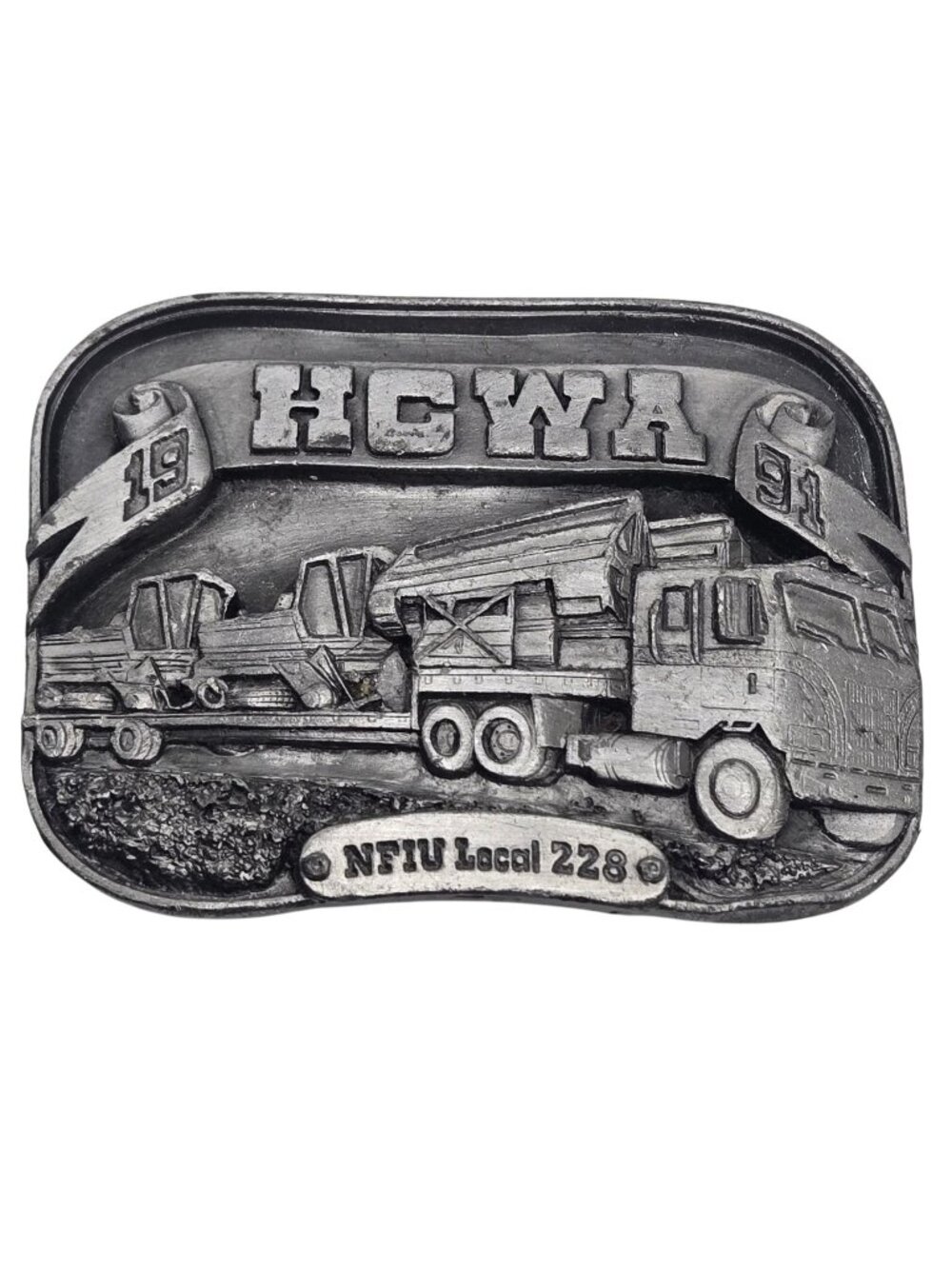 Hesston Belt Buckle Vintage 1991 HCWA Truck Driver Kansas Limited Edition